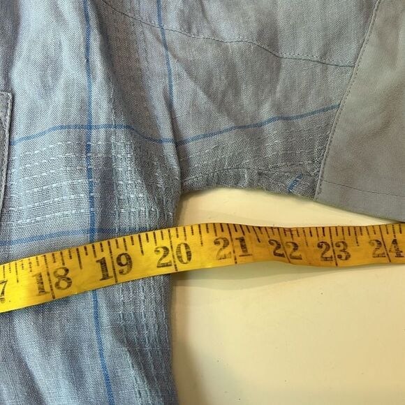 Tommy Bahama blue linen top with elbow link sleeves small - Picture 6 of 8